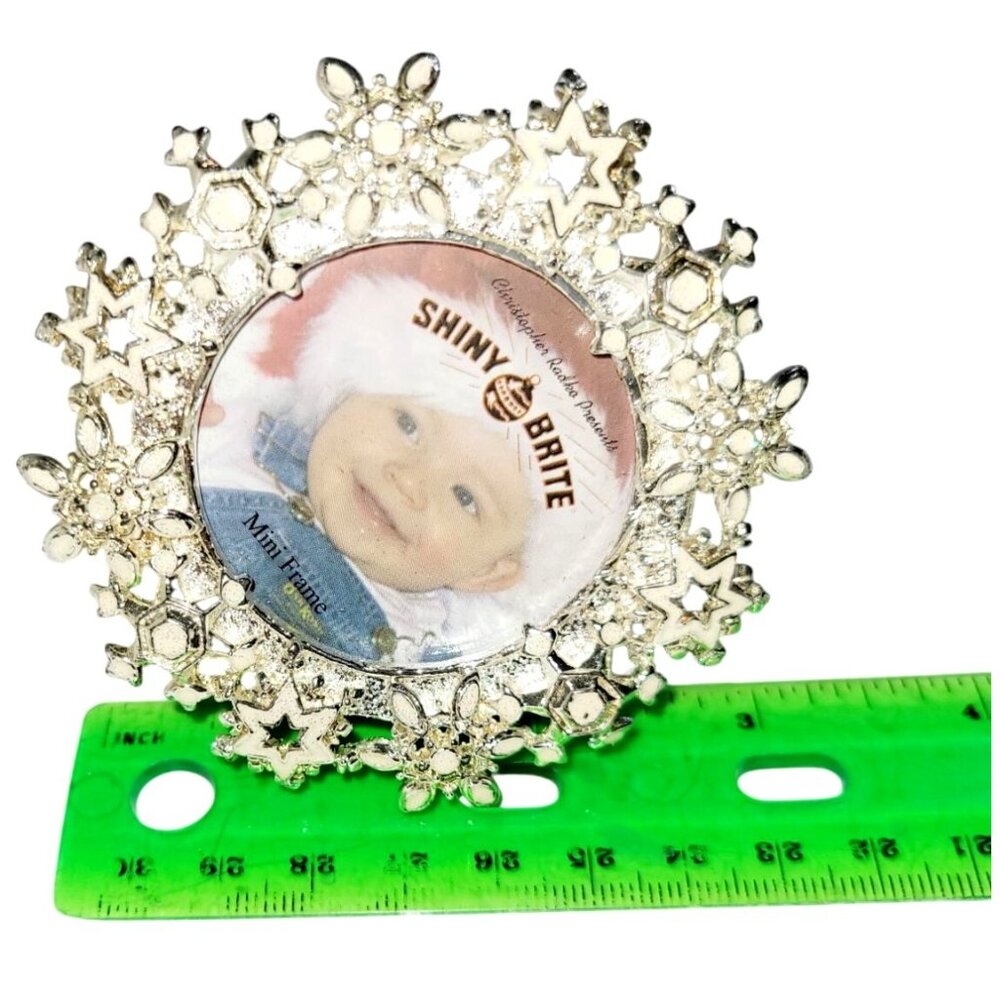 Christopher Radko Shiny Brite Enamel Snowflake Picture Frame Earrings Box Set - Picture 5 of 11
